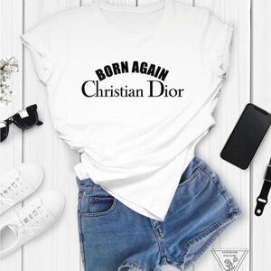 Christian Dior White Graphic T-Shirt Christian Apparel 💕